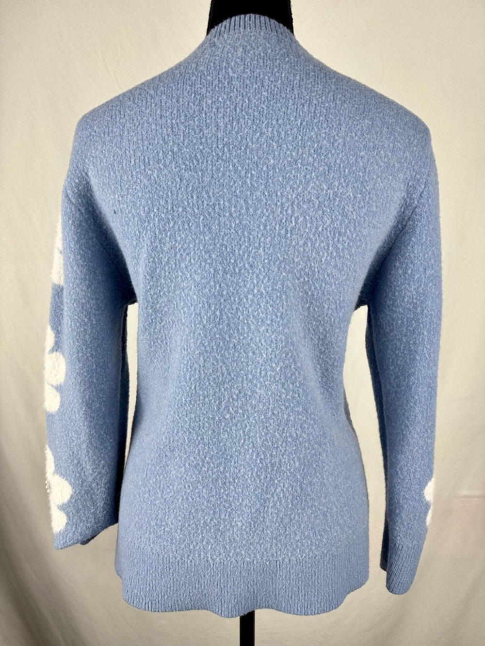 Emma’s Expressions Floral Embellished Blue Crewneck Sweater - Picture 4 of 6